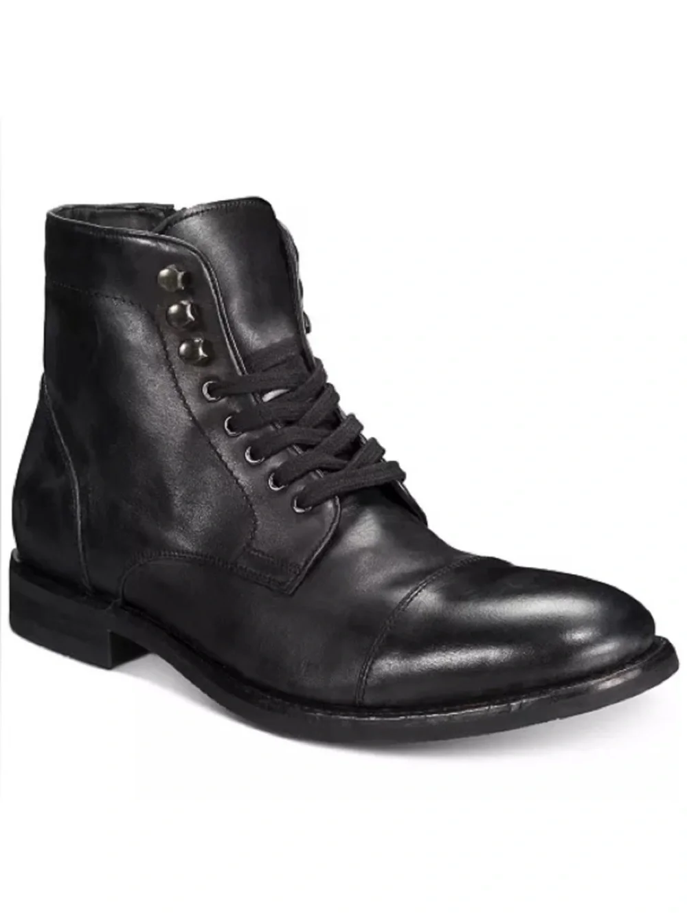 Frye men’s size 9-1/2 cap toe lace side zip black leather ankle boots EUC